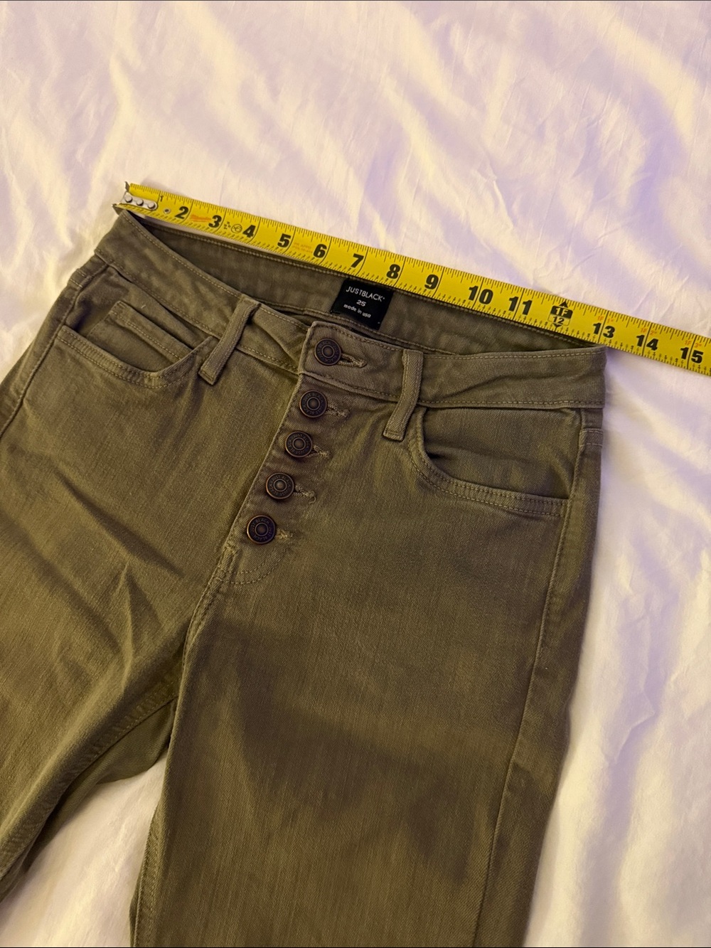 Just Black Olive Green High-Rise Skinny Jeans - Picture 4 of 8